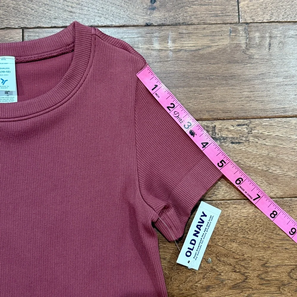 Old Navy Girls Ribbed Crewneck Go Dry Short-Sleeve Shirt - Size L (10/12)